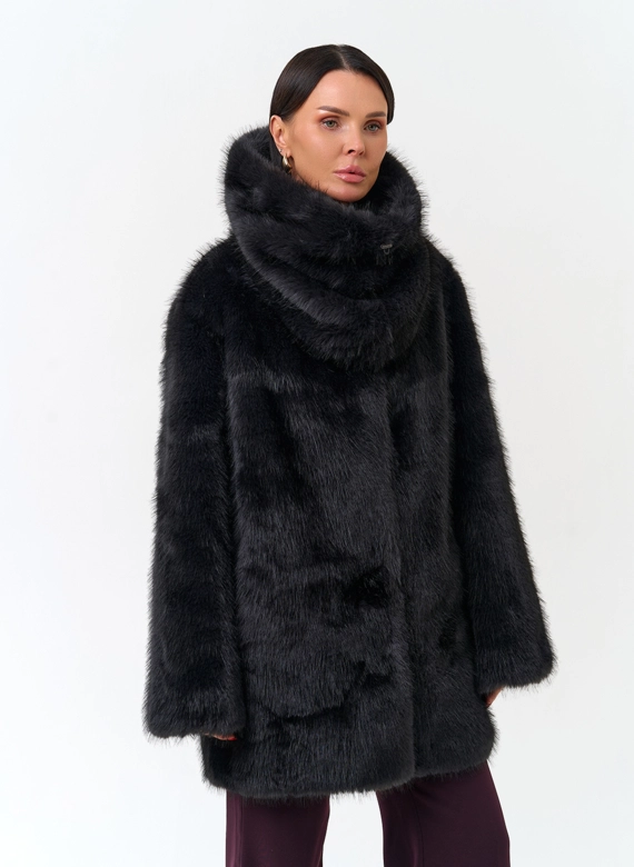 Женское пальто из эко меха фото