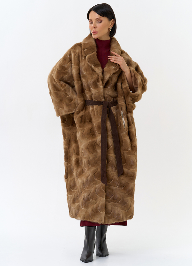 Шуба из меха норки с английским воротником модель № 31181 в рассрочку