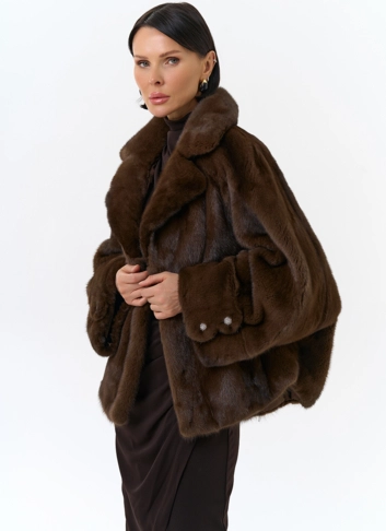 Укороченная шуба из меха норки  фото