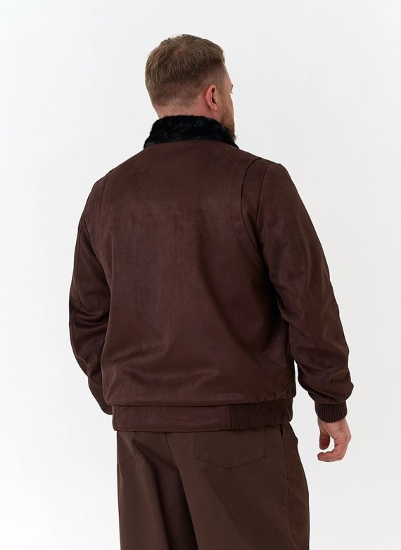 Мужская утепленная куртка из эко замши фото