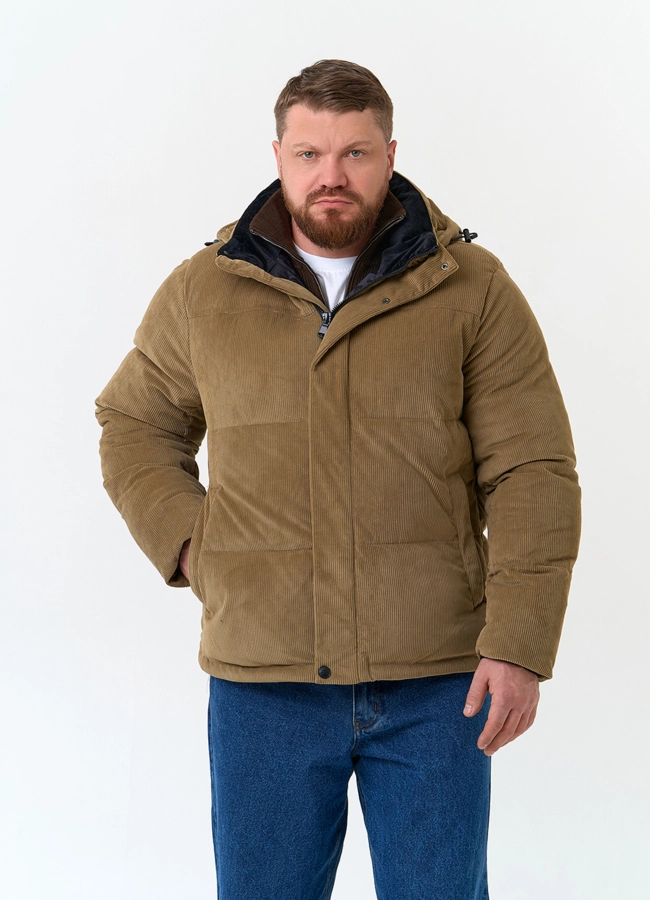 Мужской пуховик с капюшоном модель № 34061 меха малина фото
