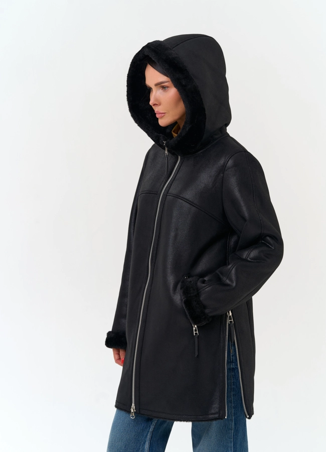 Женская дубленка из эко замши модель № 33890 в кредит
