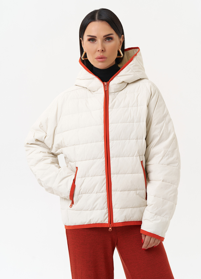 Женская утепленная куртка с капюшоном модель № 30024 меха малина