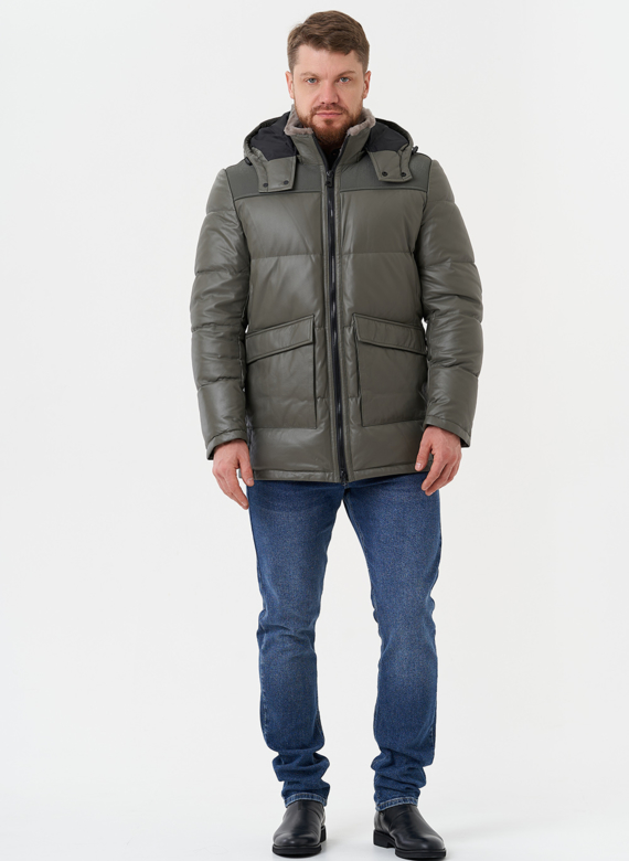 Кожаная куртка с капюшоном