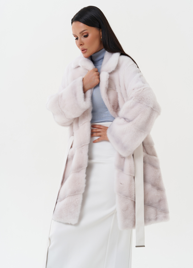 Шуба из норки с английским воротником  модель № 25599 универмаг малина