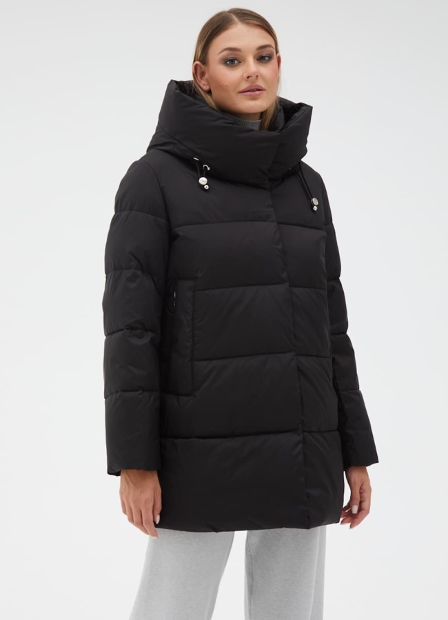 Женский пуховик с капюшоном модель № 31146 меха малина