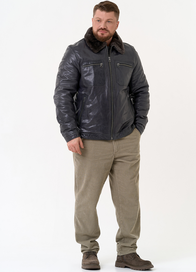 Куртка из натуральной кожи с отделкой из овчины модель № 31423 универмаг малина