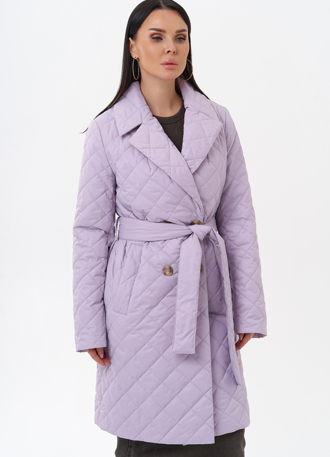 Женское стеганое полупальто с поясом модель № 29544 в кредит