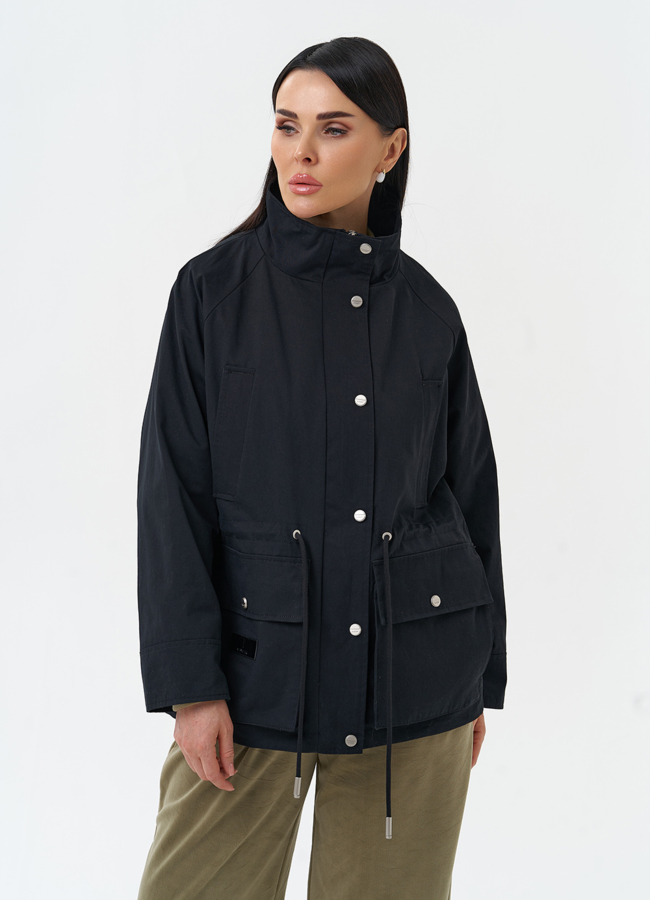 Женская ветровка черного цвета модель № 30039 универмаг малина