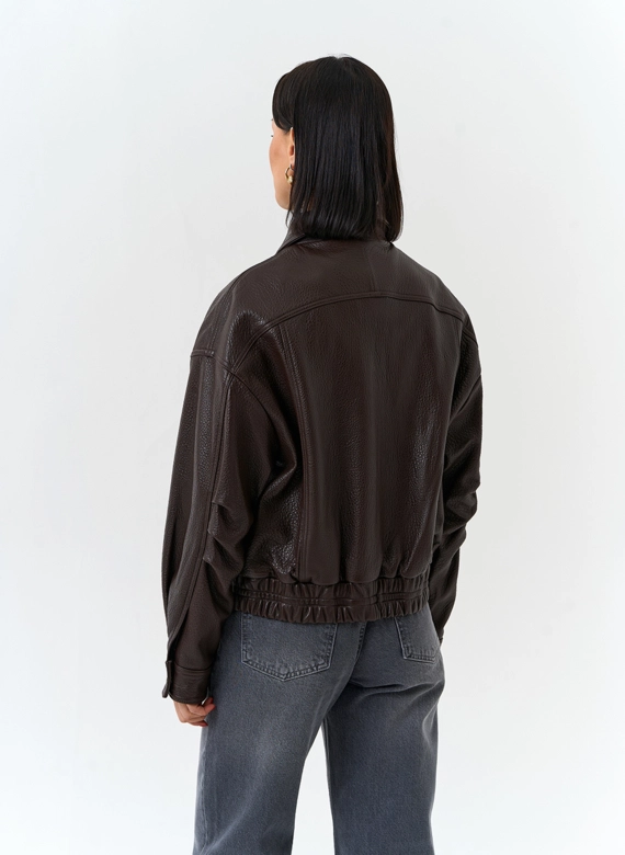 Женская куртка бомбер из натуральной кожи