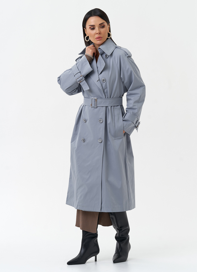 Женский плащ с английским воротником модель № 30267 меха малина