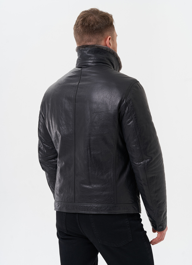 Куртка из натуральной кожи с отделкой из мутона модель № 28949 в кредит